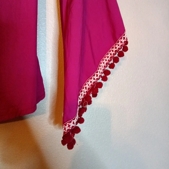 INA Pink Off Shoulder Pom Pom Ruffle Top Medium - Picture 4 of 8